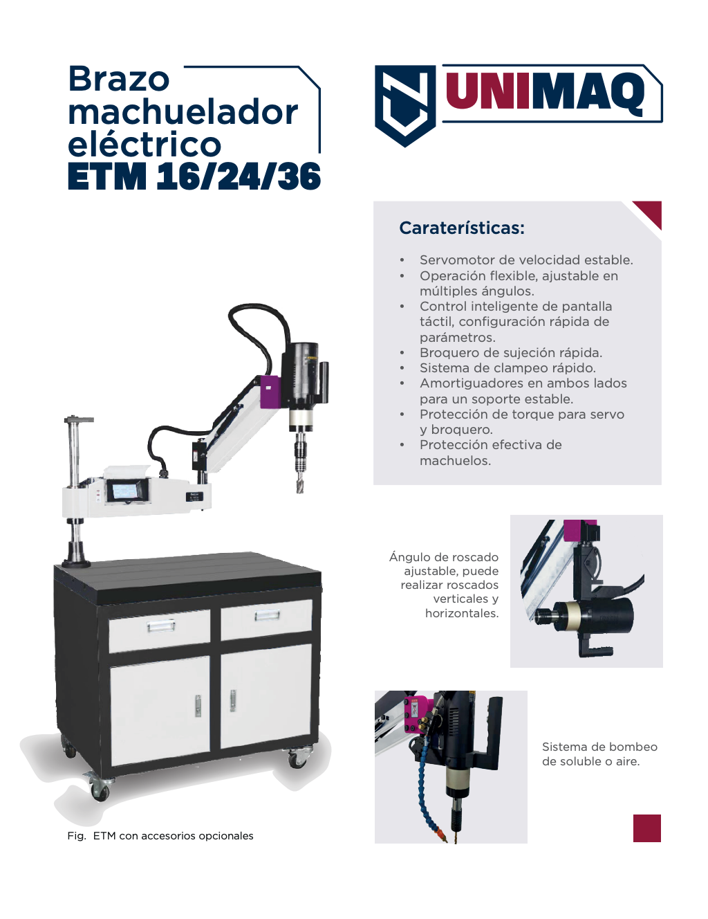 Brazo Machueleador Eléctrico 0.6Kw M4-M24 220V/1 fase Unimaq - 1er Broshure