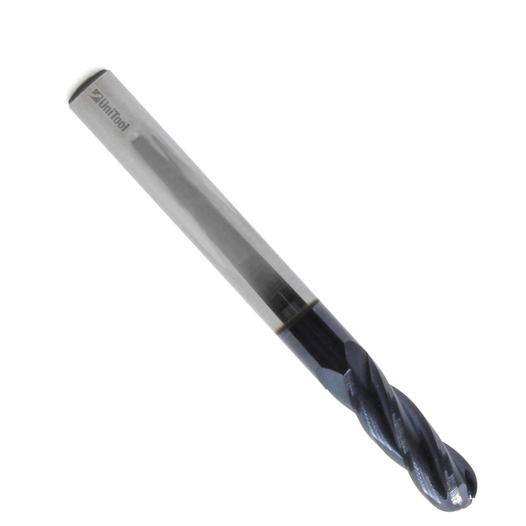 Cortador Carburo Vertical Bola 4fl 1/8" x 1/8" x 1/2" x 1.1/2" TiAlN Unitool